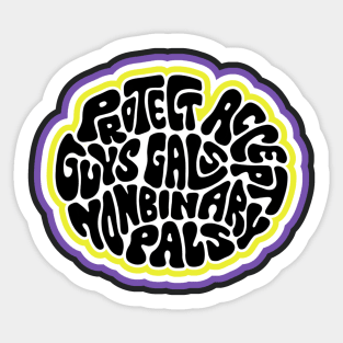 Protect Accept Guys Gals Nonbinary Pals Word Art Sticker